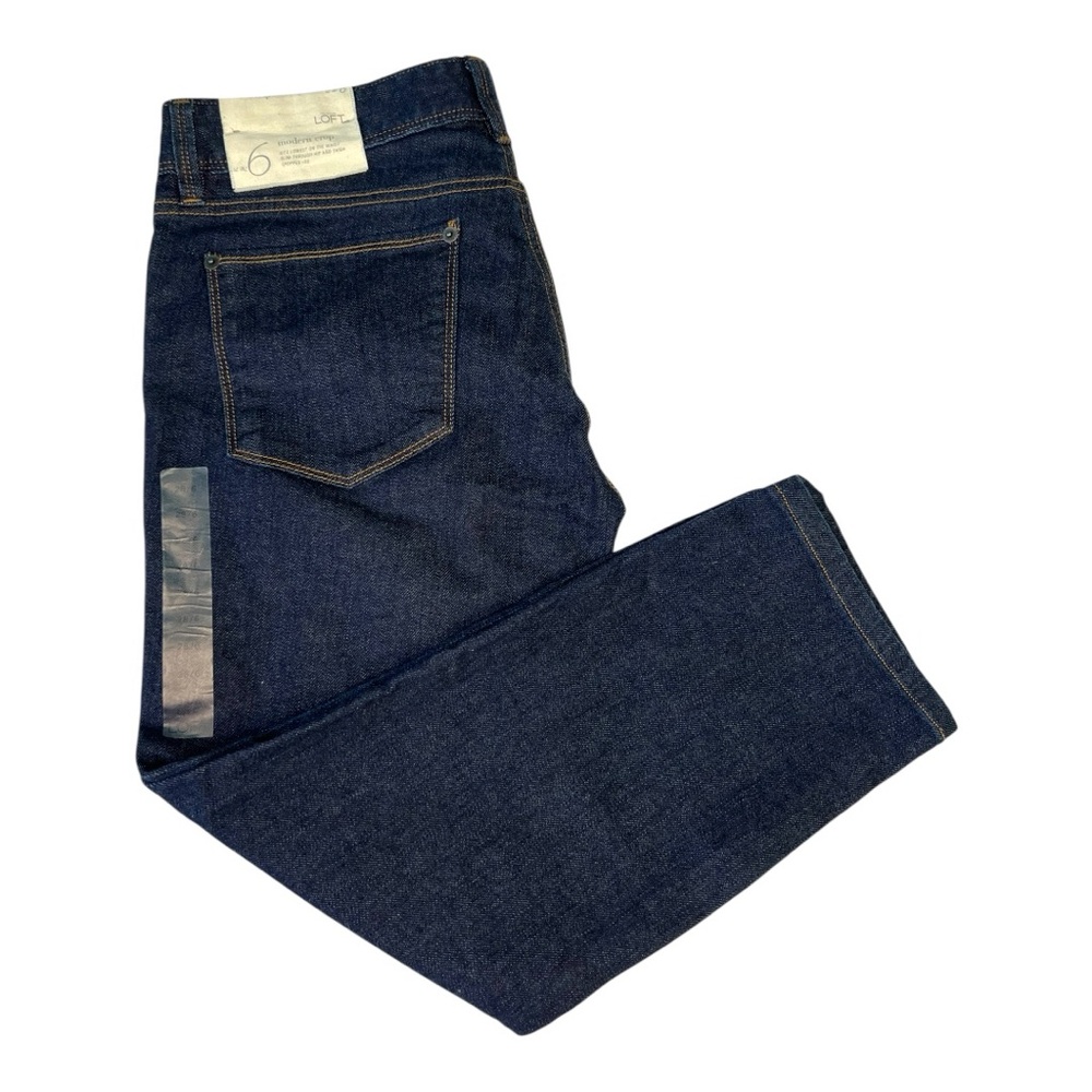 LOFT Modern Crop Dark Wash Denim Jeans Size 6 - Picture 1 of 5